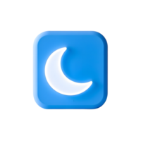 A blue lighted crescent shaped button with a moon on it png