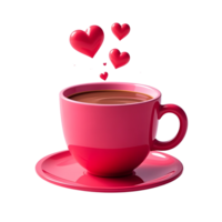 A cup of hot chocolate with hearts floating in it png