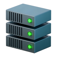 Three servers stacked on top of each other png