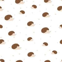 Cute print with hedgehogs and hearts. Seamless pattern vector