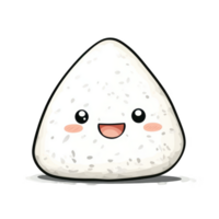 Cute Kawaii Rice Ball Character with Happy Face and Blushing Cheeks png