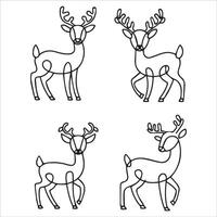 One-Line Cartoon Deer Silhouette Illustrations in Unique Poses vector