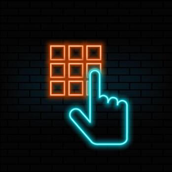 Enter pin code. neon style. pin icon pin code manual finger. Enter pin code icon pin code icon manual finger illustration vector