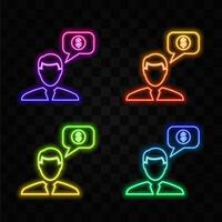 Financial issues consultants icon. neon style. simple financial issues consultants icon illustration for web design vector