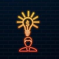 new ideas business icon. neon style. Simple well organized . use for commercial web printing purposes or any type of project. vector