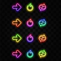 neon style arrows icons. various models. vector