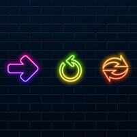 arrow set. neon style arrows icons. various models. vector