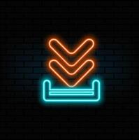Download icon . Upload button illustration. neon style. Upload symbol or logo. vector