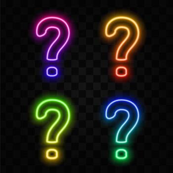 Neon style help or question mark sign. UI UX Icon Symbol Illustration Design vector
