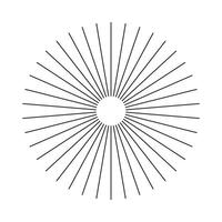Sunburst element. Starburst radial stripes. Ray, beam. Radial circle lines. Circular burst icon. Symbol of Sun star rays. Spokes with radiating stripes. Abstract geometric minimal shape. Flat pattern. vector