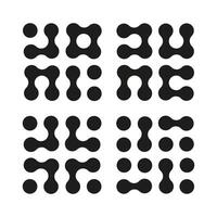 Metaball icons. Connected dots symbols set isolated on white backdrop. Abstract circles seamless pattern. Design minimalist element. Graphic template. Logo design pattern. vector