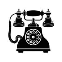 Timeless Communication An elegant silhouette of a vintage rotary dial telephone, evoking a sense of nostalgia and the bygone era of communication, ready to dial back in time. vector