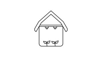 Green House Animation Black and White. Suitable for agriculture, ecology and environment content. 2d animation 4k. Transparent Background. video