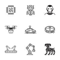 Industrial Robots and AI Tech Icon Collection vector