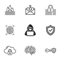 Cyber Threats and Data Security Icons Collection vector