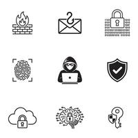Cybersecurity and Data Protection Icons Set vector