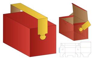 A red box with a handle Box packaging die cut template design. 3d mock-up vector