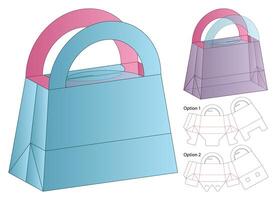 A paper bag with a handle, Box packaging die cut template design. 3d mock-up vector