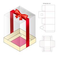 A box with a red bow and a paper template vector