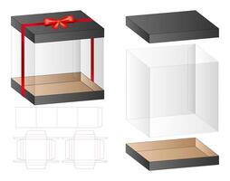 A set of three boxes with red bows and a red ribbon vector