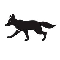 A silhouette of a fox running through the forest vector