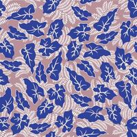 Flourish leaves ornament over soft silk folds background. The texture of textile. Floral seamless pattern. vector