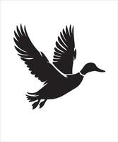 Flying Duck Silhouette Illustration Design on White Background vector