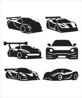 Sports Car Silhouette Icon Set vector