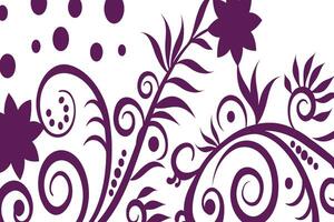 A purple floral design with swirls and dots vector