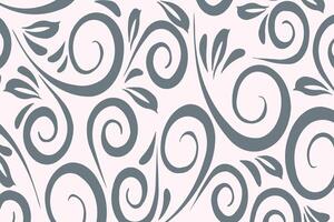 A pattern with swirls and leaves on a light pink background vector