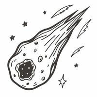 Hand Drawn Meteor Illustration with Stars and Lightning Elements vector
