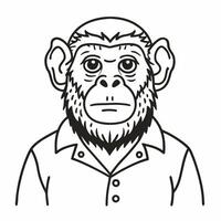 Minimalist Line Art Illustration of Anthropomorphic Monkey in Shirt vector