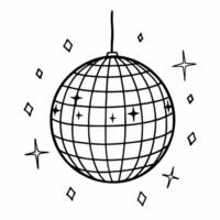 Retro Disco Ball Outline with Sparkles for Party and Dance Themes vector