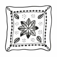 Hand Drawn Floral Ornament with Leaf Motif in Square Frame vector