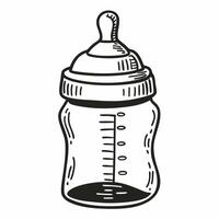 Hand Drawn Baby Bottle Illustration with Measurement Markings for Parenting and Nursery Design vector