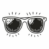 Retro Sunglasses Illustration with Hand Drawn Style and Sunburst Effect vector
