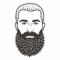 Hipster Beard and Mustache Line Art Illustration vector