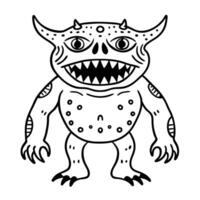 Illustration of Smiling Alien Monster with Spots and Horns vector