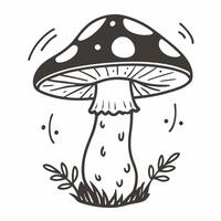 Retro Style Spotted Mushroom with Minimalist Botanical Elements vector