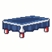 Retro Pixel Art Trampoline with Blue Canvas on Red Spring Legs vector
