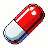 Retro Pixel Art Red and White Capsule Illustrating 8 Bit Design Trends vector