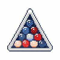 Pixel Art Billiard Balls in Triangle Rack Retro Game Style Illustration vector