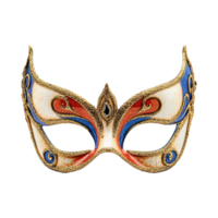 Masquerade carnival mask theatre with intricate gold and blue red ornate decoration isolated on transparent background png