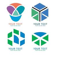 Abstract Geometric Logo Art Set, Colorful Shape Design, Four Variations Isolated on White vector