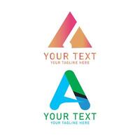 Letter A Logo Art, Gradient Triangle and Geometric Design, Two Variations Isolated on White vector