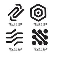 Abstract Geometric Logo Art, Black Line and Shape Design, Four Variations Isolated on White vector