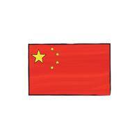 Flag of China with outline on a white background. Hand-drawn illustration in sketch style. Isolated image, perfect for posters, web design, education, infographics, prints vector