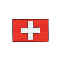 Flag of Switzerland with outline on a white background. Hand-drawn illustration in sketch style. Isolated image, perfect for posters, web design, education, infographics, prints, and presentations. vector
