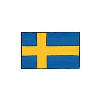 Flag of Sweden with outline on a white background. Hand-drawn illustration in sketch style. Isolated image, perfect for posters, web design, education, infographics, prints, and presentations. vector