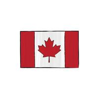 Canada flag with outline on a white background. Hand-drawn illustration in sketch style. Isolated image, perfect for posters, web design, education, infographics, prints, and presentations vector